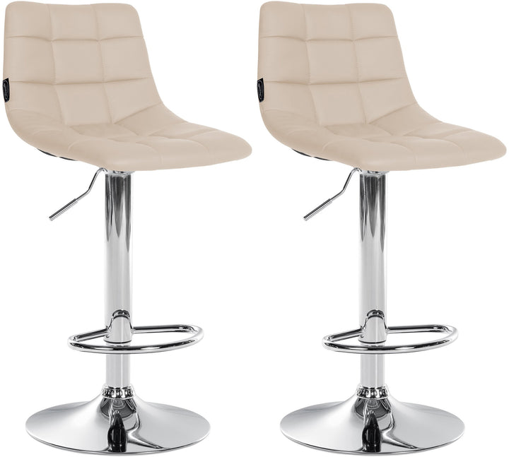 Lot de 2 Tabourets de Bar avec Dossier Réglables Pivotants 107 Similicuir Crème