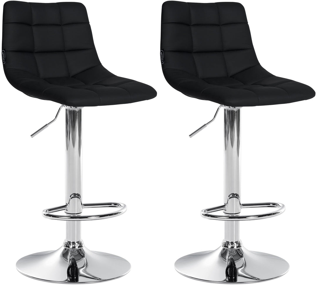 Lot de 2 Tabourets de Bar avec Dossier Réglables Pivotants 107 Similicuir Noir