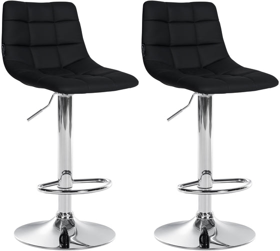 Lot de 2 Tabourets de Bar avec Dossier Réglables Pivotants 107 Similicuir Noir