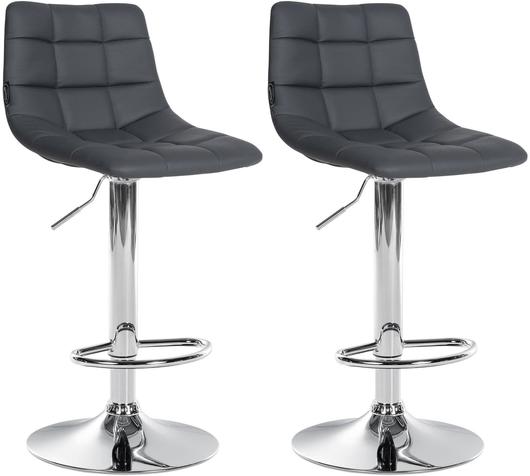 Lot de 2 Tabourets de Bar avec Dossier Réglables Pivotants 107 Similicuir Gris