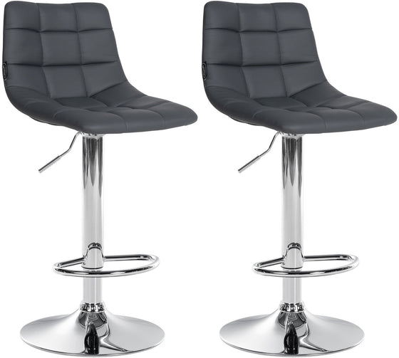Lot de 2 Tabourets de Bar avec Dossier Réglables Pivotants 107 Similicuir Gris