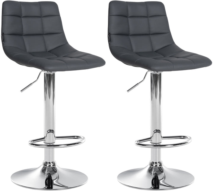 Lot de 2 Tabourets de Bar avec Dossier Réglables Pivotants 107 Similicuir Gris