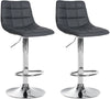 Lot de 2 Tabourets de Bar avec Dossier Réglables Pivotants 107 Similicuir Gris
