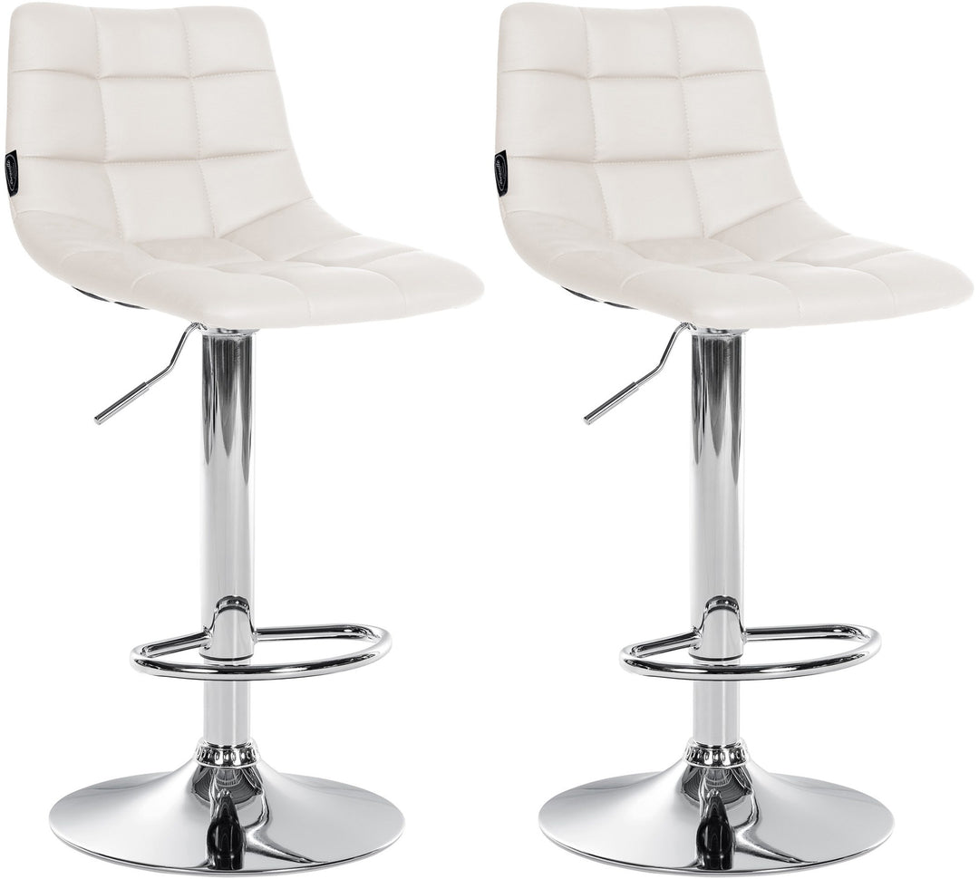 Lot de 2 Tabourets de Bar avec Dossier Réglables Pivotants 107 Similicuir Blanc