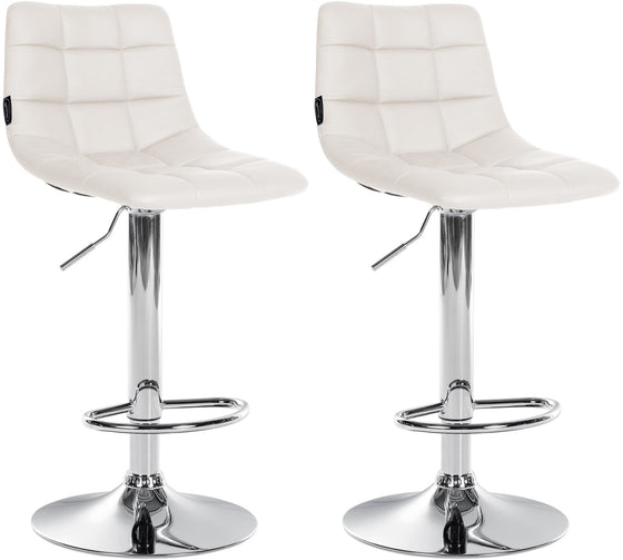Lot de 2 Tabourets de Bar avec Dossier Réglables Pivotants 107 Similicuir Blanc