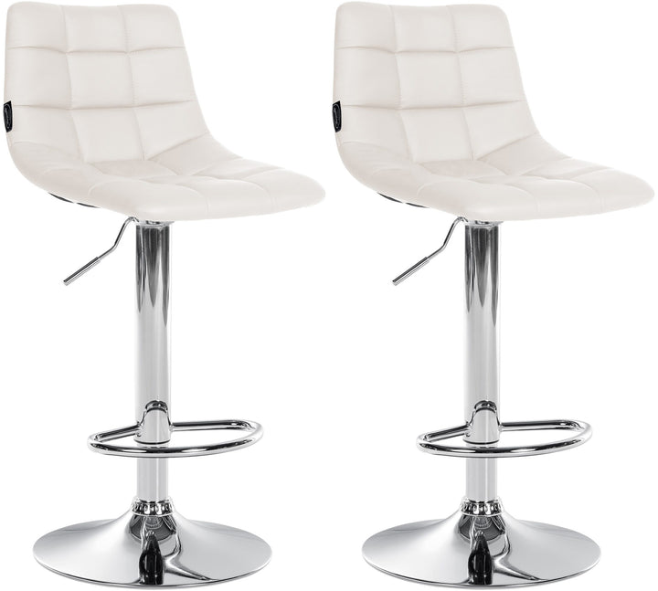 Lot de 2 Tabourets de Bar avec Dossier Réglables Pivotants 107 Similicuir Blanc
