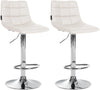 Lot de 2 Tabourets de Bar avec Dossier Réglables Pivotants 107 Similicuir Blanc