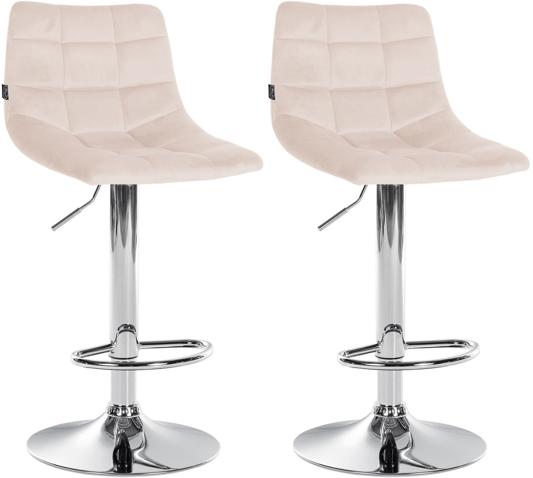 Lot de 2 Tabourets de Bar avec Dossier Réglables Pivotants 107 Velours Beige