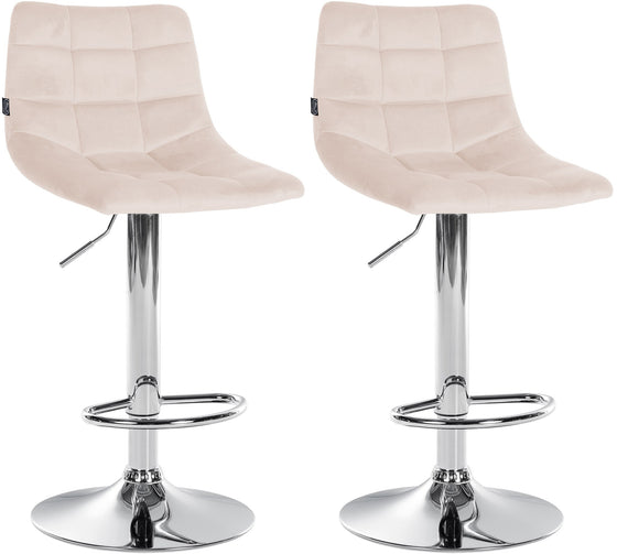 Lot de 2 Tabourets de Bar avec Dossier Réglables Pivotants 107 Velours Beige
