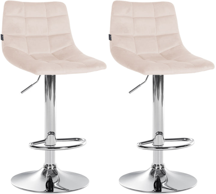 Lot de 2 Tabourets de Bar avec Dossier Réglables Pivotants 107 Velours Beige
