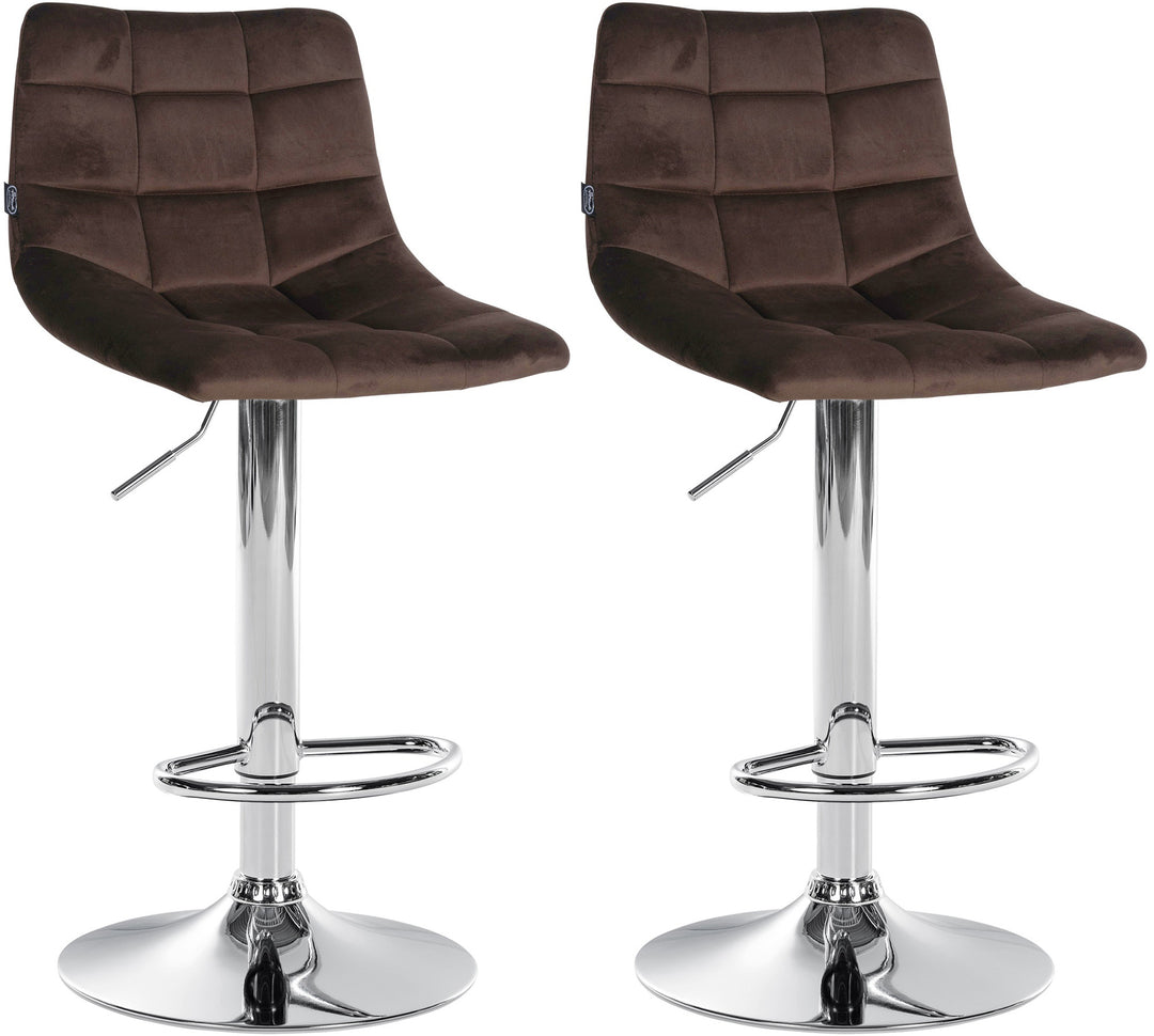 Lot de 2 Tabourets de Bar avec Dossier Réglables Pivotants 107 Velours Marron