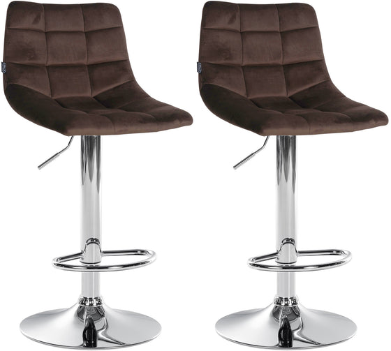 Lot de 2 Tabourets de Bar avec Dossier Réglables Pivotants 107 Velours Marron