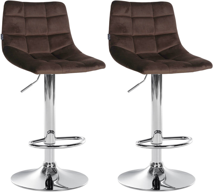 Lot de 2 Tabourets de Bar avec Dossier Réglables Pivotants 107 Velours Marron