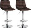 Lot de 2 Tabourets de Bar avec Dossier Réglables Pivotants 107 Velours Marron
