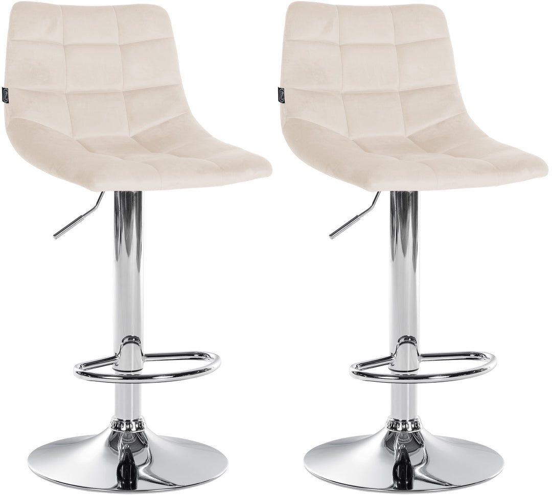 Lot de 2 Tabourets de Bar avec Dossier Réglables Pivotants 107 Velours Crème