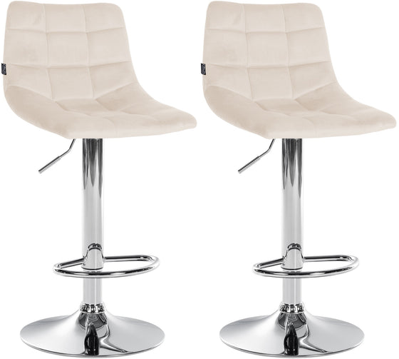 Lot de 2 Tabourets de Bar avec Dossier Réglables Pivotants 107 Velours Crème