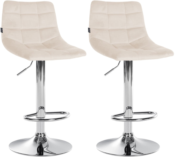 Lot de 2 Tabourets de Bar avec Dossier Réglables Pivotants 107 Velours Crème