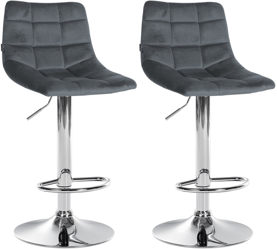 Lot de 2 Tabourets de Bar avec Dossier Réglables Pivotants 107 Velours Gris foncé
