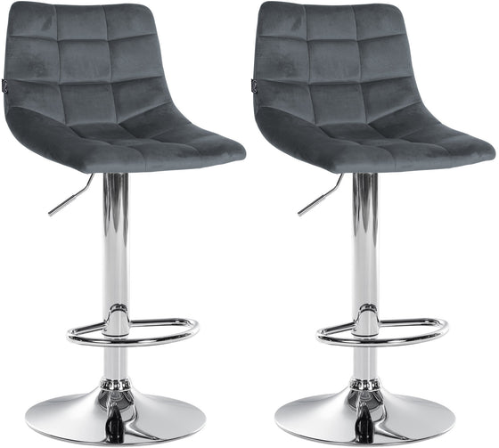 Lot de 2 Tabourets de Bar avec Dossier Réglables Pivotants 107 Velours Gris foncé