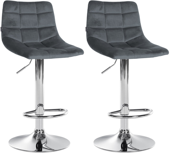 Lot de 2 Tabourets de Bar avec Dossier Réglables Pivotants 107 Velours Gris foncé