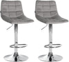 Lot de 2 Tabourets de Bar avec Dossier Réglables Pivotants 107 Velours Gris