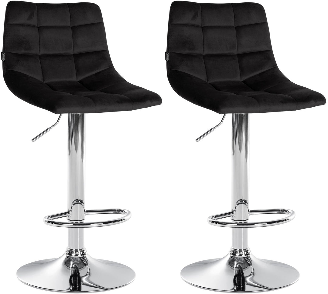 Lot de 2 Tabourets de Bar avec Dossier Réglables Pivotants 107 Velours Noir