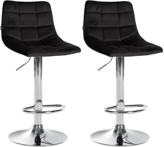 Lot de 2 Tabourets de Bar avec Dossier Réglables Pivotants 107 Velours Noir