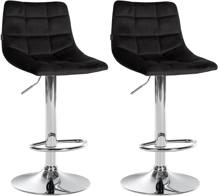 Lot de 2 Tabourets de Bar avec Dossier Réglables Pivotants 107 Velours Noir