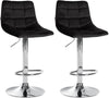 Lot de 2 Tabourets de Bar avec Dossier Réglables Pivotants 107 Velours Noir