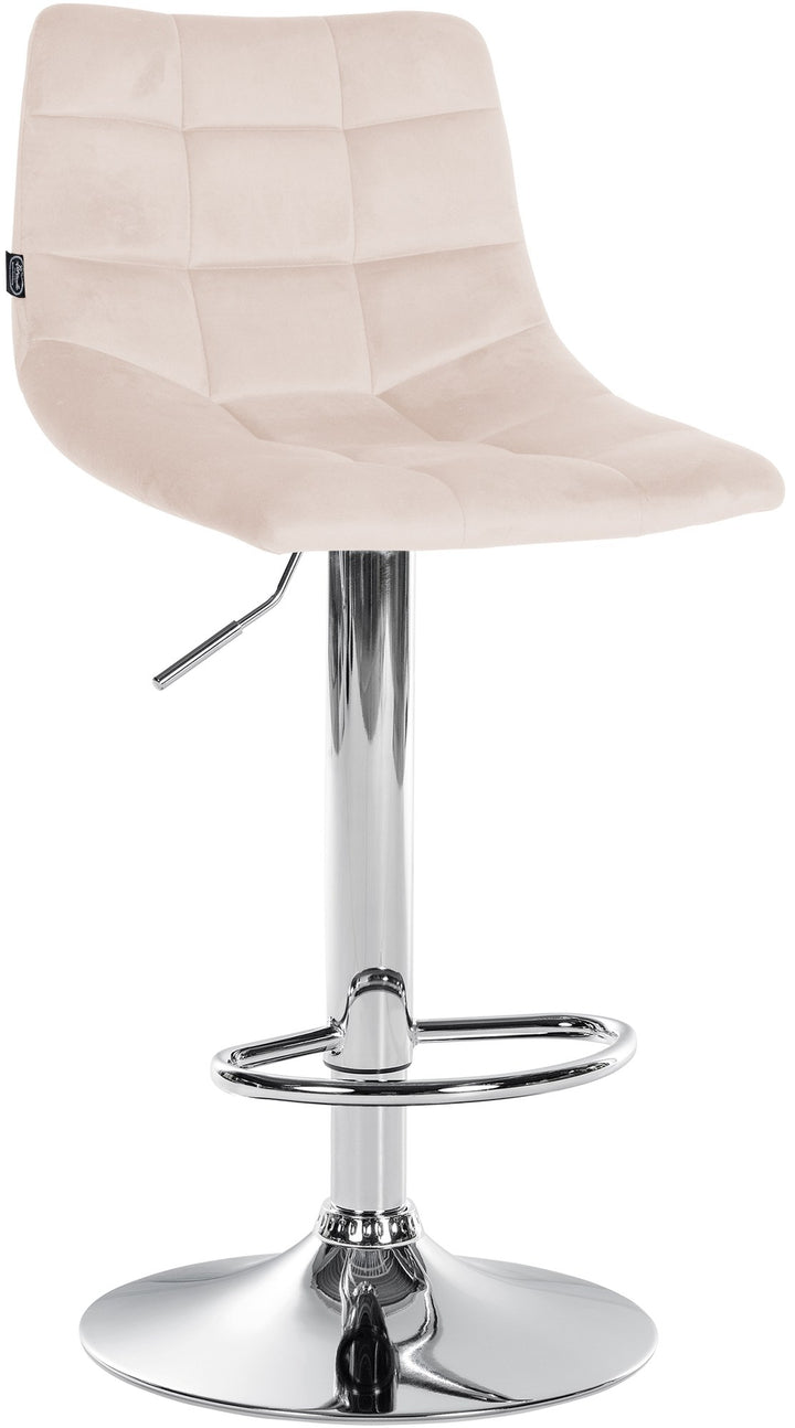 Lot de 2 Tabourets de Bar avec Dossier Réglables Pivotants 107 Velours Beige - image 3