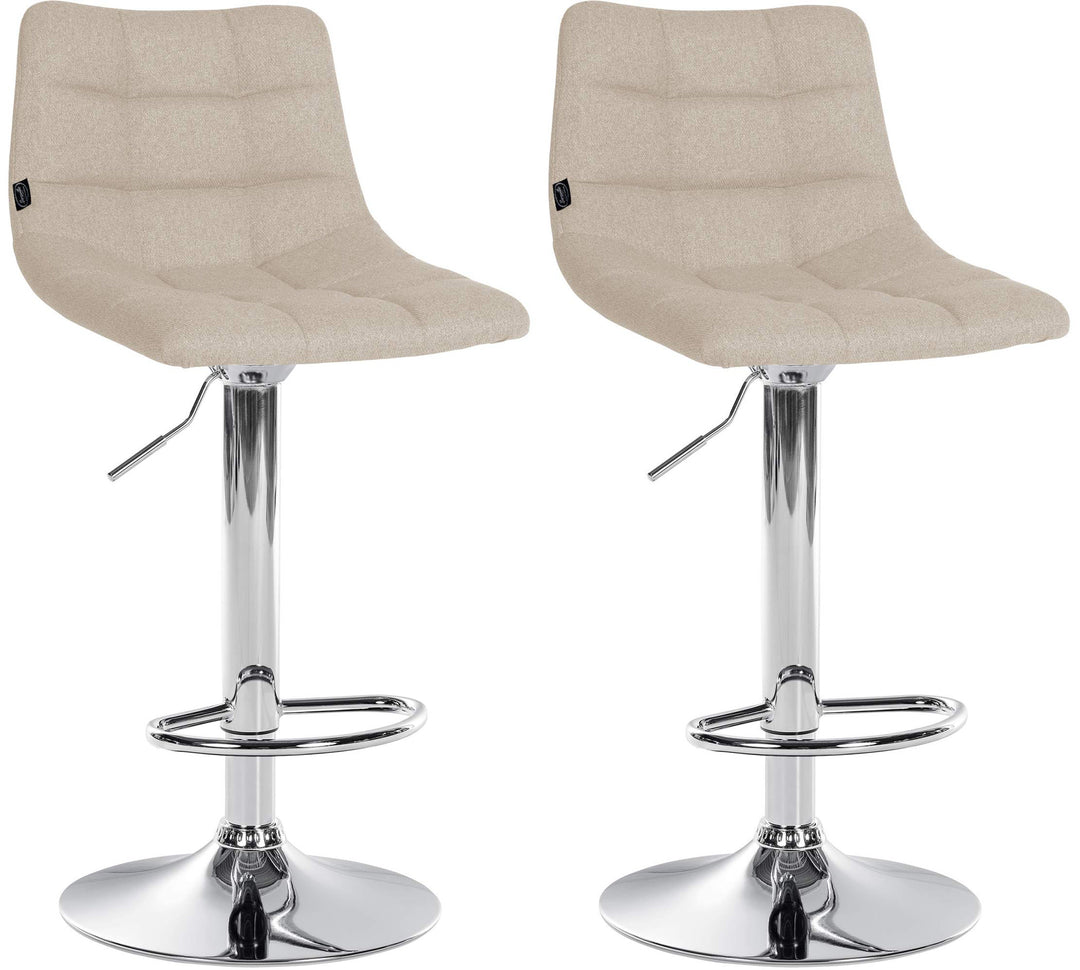 Lot de 2 Tabourets de Bar avec Dossier Réglables Pivotants 107 Tissu Crème