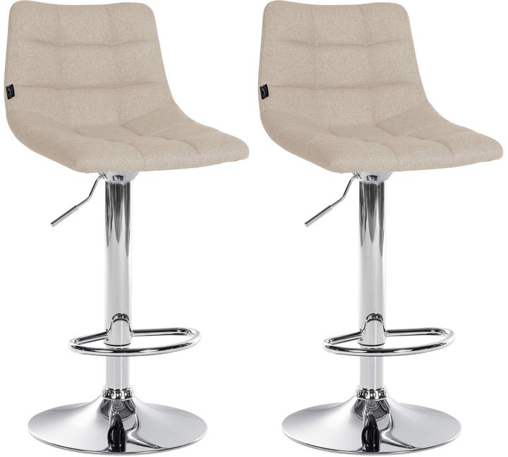 Lot de 2 Tabourets de Bar avec Dossier Réglables Pivotants 107 Tissu Crème