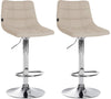Lot de 2 Tabourets de Bar avec Dossier Réglables Pivotants 107 Tissu Crème