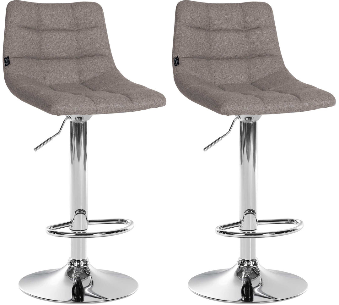 Lot de 2 Tabourets de Bar avec Dossier Réglables Pivotants 107 Tissu Gris