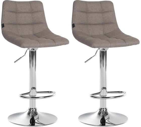Lot de 2 Tabourets de Bar avec Dossier Réglables Pivotants 107 Tissu Gris