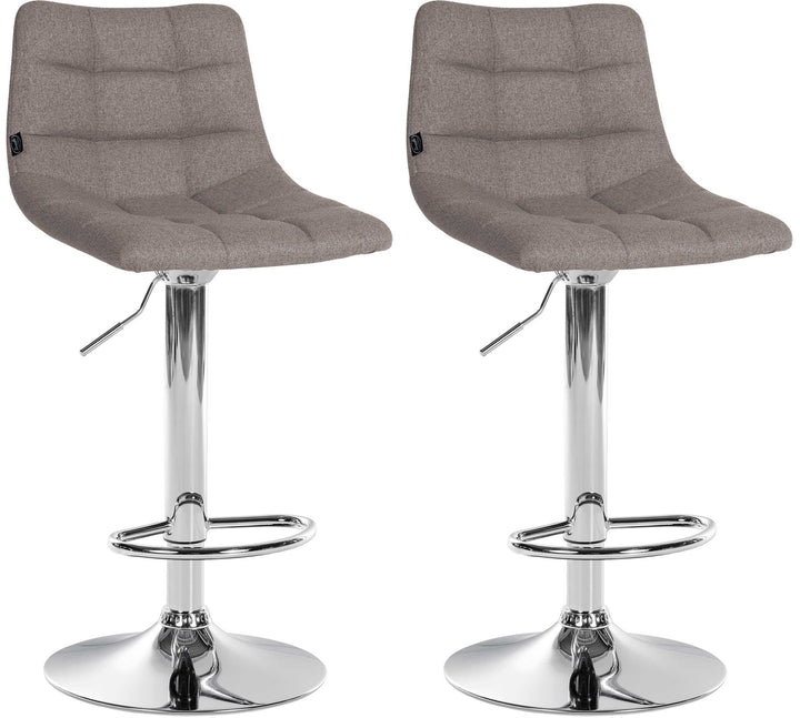 Lot de 2 Tabourets de Bar avec Dossier Réglables Pivotants 107 Tissu Gris