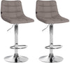Lot de 2 Tabourets de Bar avec Dossier Réglables Pivotants 107 Tissu Gris