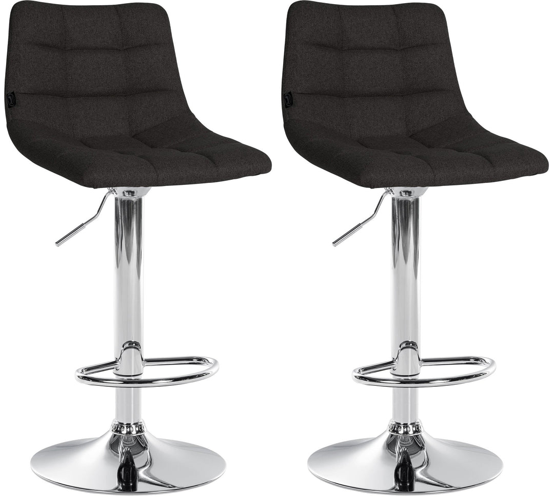 Lot de 2 Tabourets de Bar avec Dossier Réglables Pivotants 107 Tissu Noir