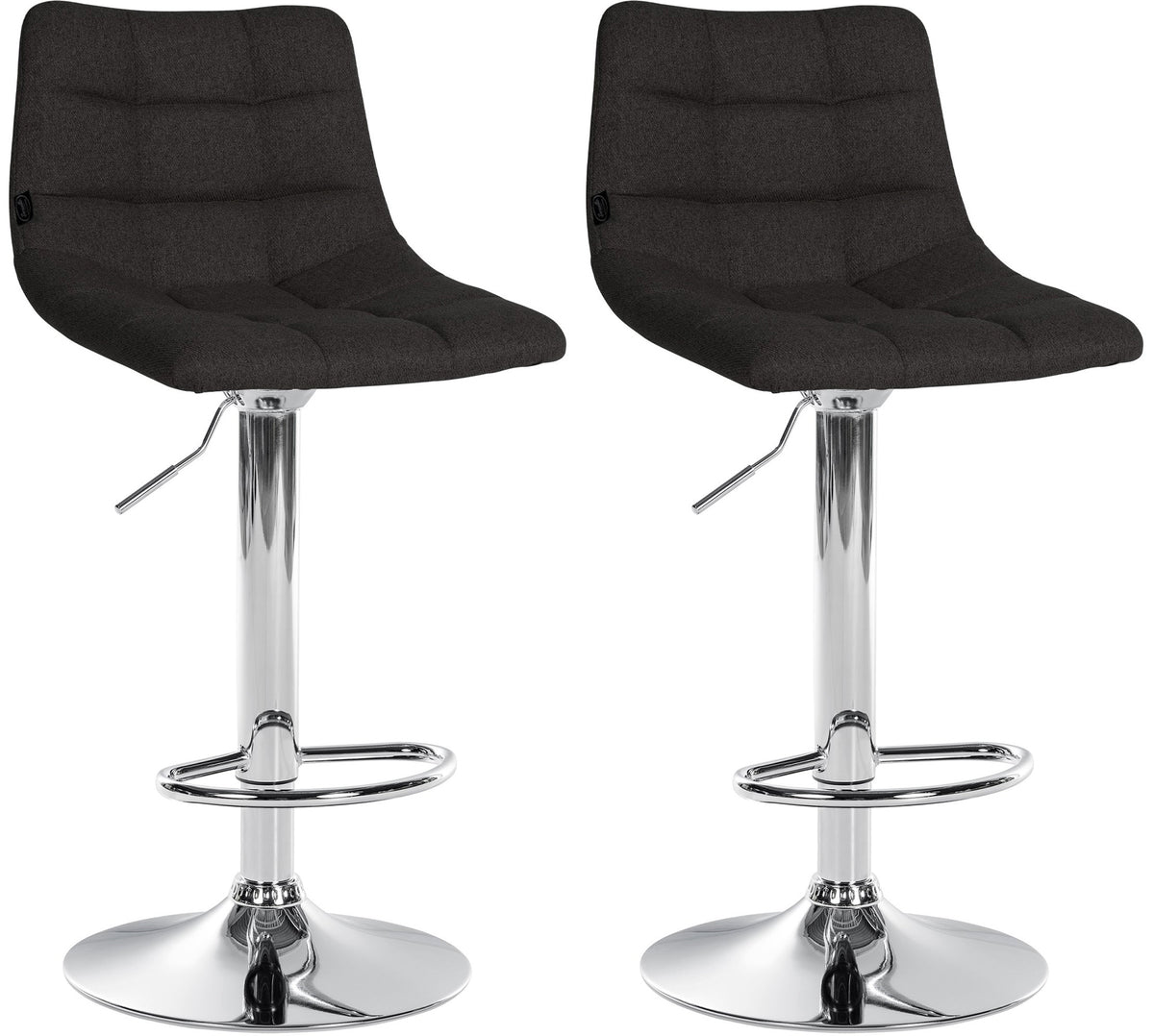 Lot de 2 Tabourets de Bar avec Dossier Réglables Pivotants 107 Tissu Noir
