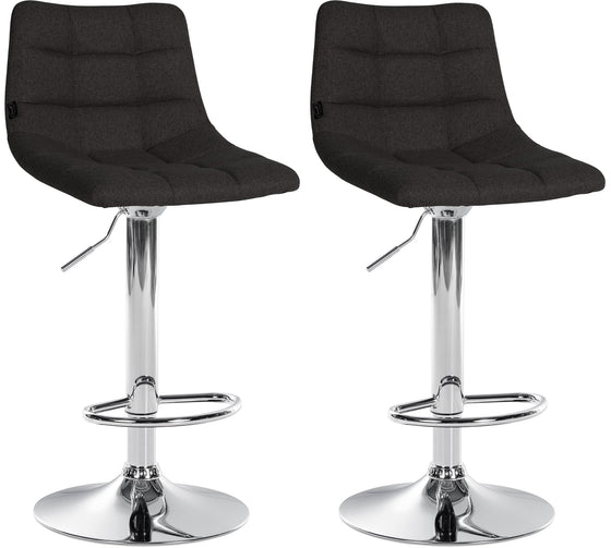 Lot de 2 Tabourets de Bar avec Dossier Réglables Pivotants 107 Tissu Noir