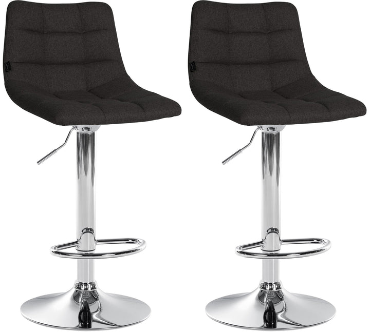 Lot de 2 Tabourets de Bar avec Dossier Réglables Pivotants 107 Tissu Noir