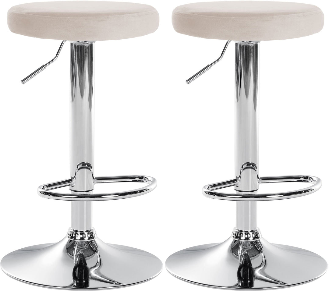 Lot de 2 Tabourets de Bar Réglables Pivotants 109 Velours Crème