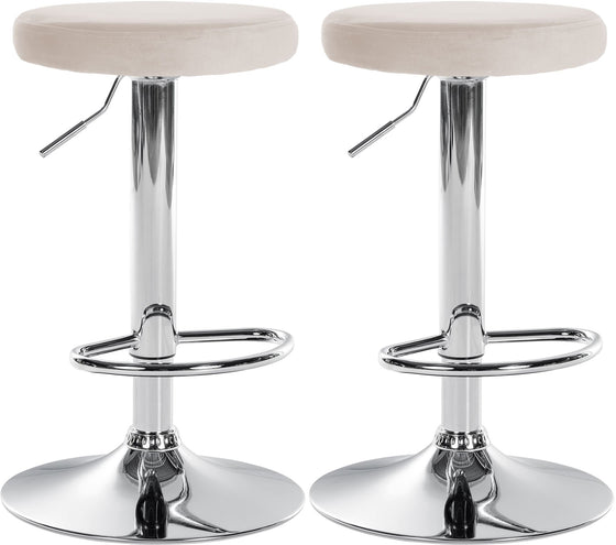 Lot de 2 Tabourets de Bar Réglables Pivotants 109 Velours Crème