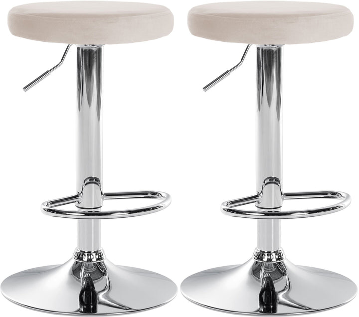Lot de 2 Tabourets de Bar Réglables Pivotants 109 Velours Crème