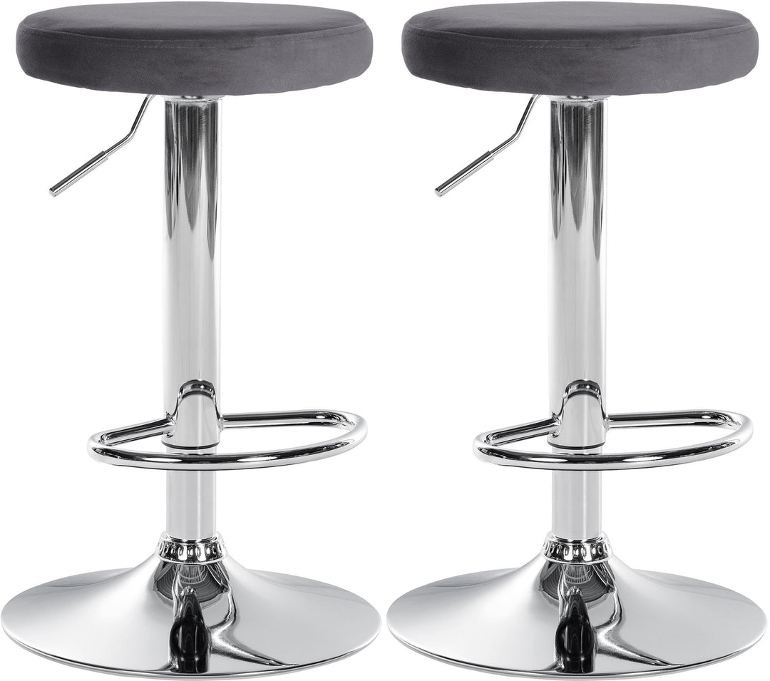 Lot de 2 Tabourets de Bar Réglables Pivotants 109 Velours Gris foncé