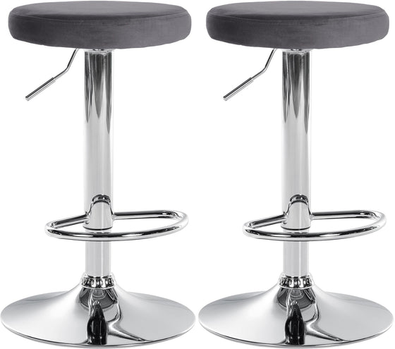 Lot de 2 Tabourets de Bar Réglables Pivotants 109 Velours Gris foncé