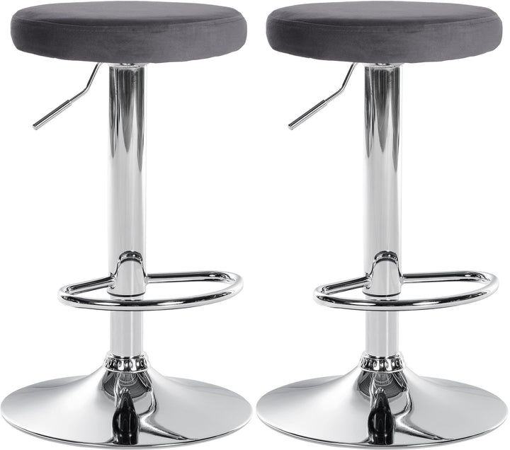 Lot de 2 Tabourets de Bar Réglables Pivotants 109 Velours Gris foncé