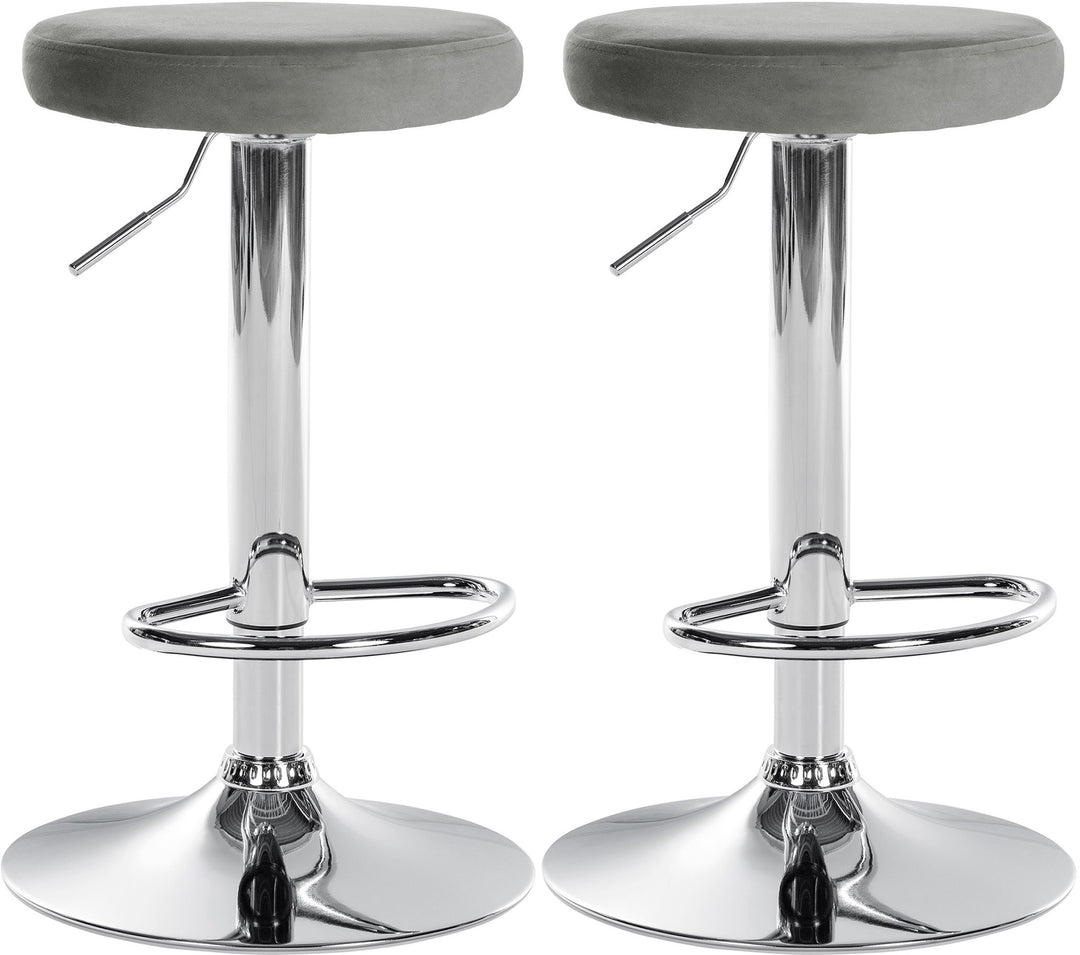 Lot de 2 Tabourets de Bar Réglables Pivotants 109 Velours Gris