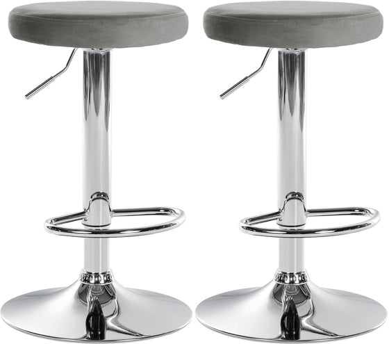 Lot de 2 Tabourets de Bar Réglables Pivotants 109 Velours Gris
