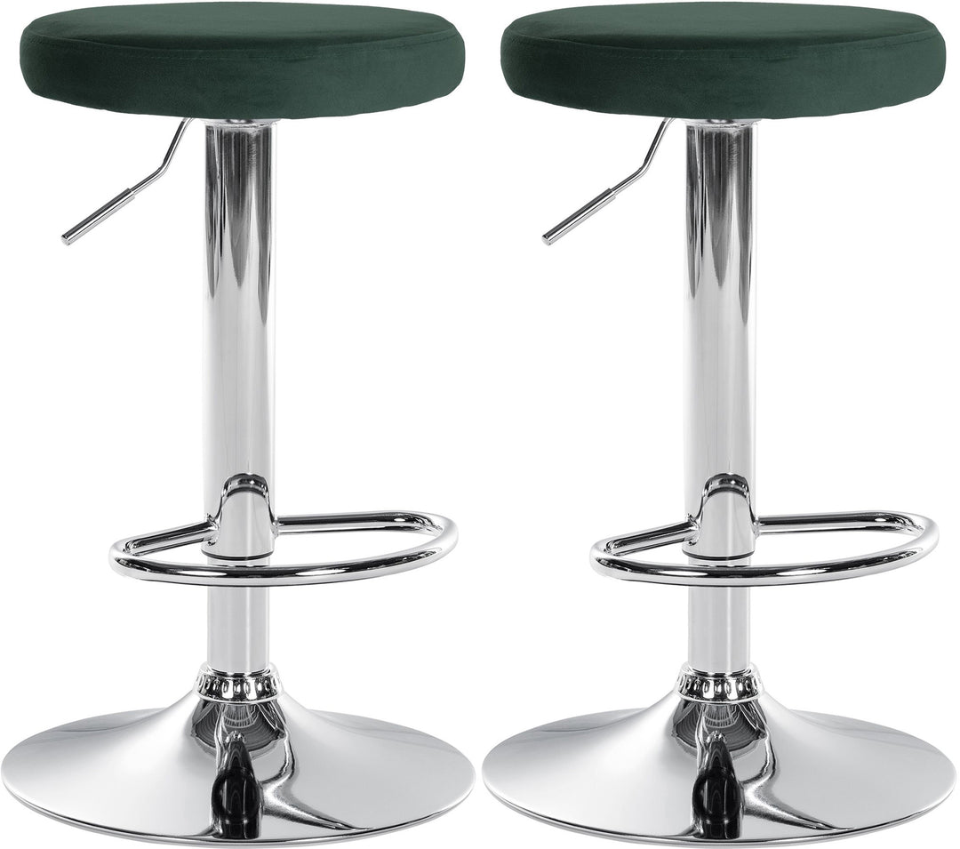 Lot de 2 Tabourets de Bar Réglables Pivotants 109 Velours Vert